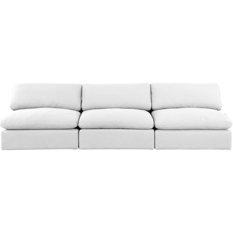 Meridian Furniture Comfy White Linen Textured Fabric 3-Pc. Modular Sofa