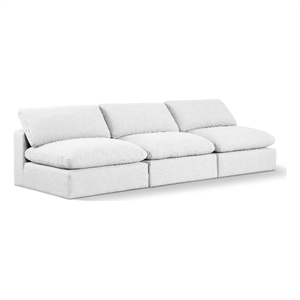 Meridian Furniture Comfy White Linen Textured Fabric 3-Pc. Modular Sofa
