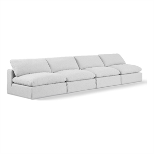 Meridian Furniture Comfy White Linen Textured Fabric 4-Pc. Modular Sofa