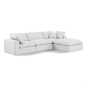 Meridian Furniture Comfy White Linen Textured Fabric 4-Pc. Modular Sectional