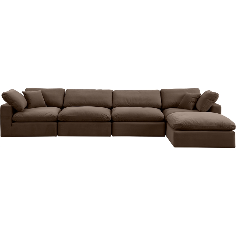 Meridian Furniture Comfy Brown Velvet 5-Pc. Modular Sectional