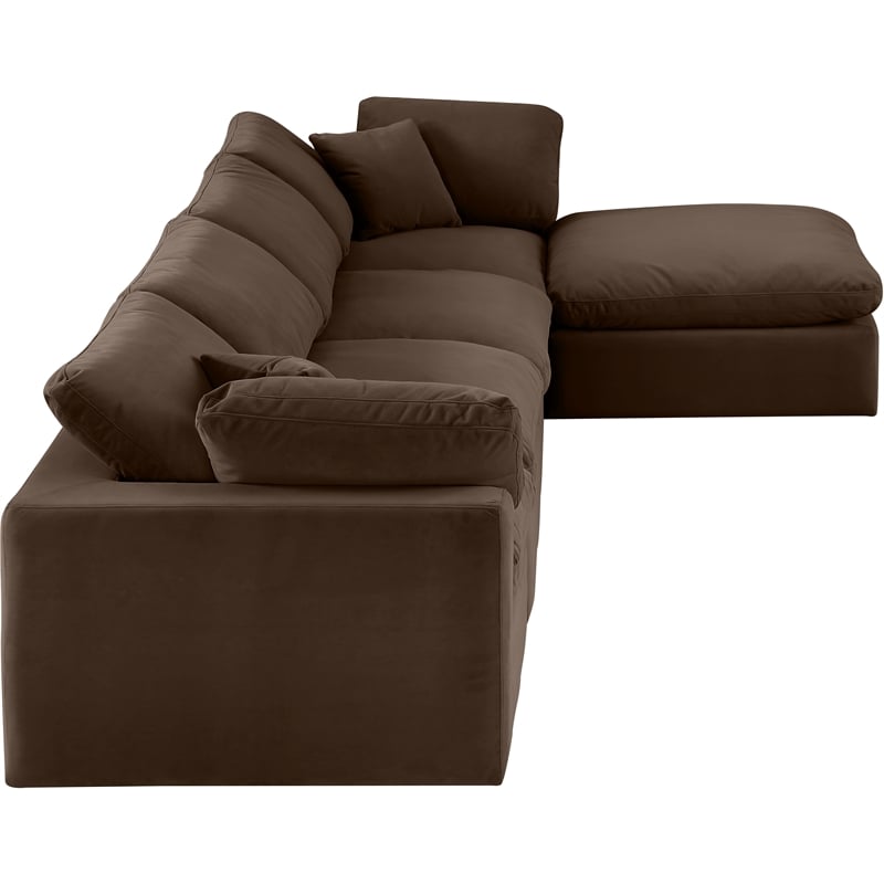 Meridian Furniture Comfy Brown Velvet 5-Pc. Modular Sectional
