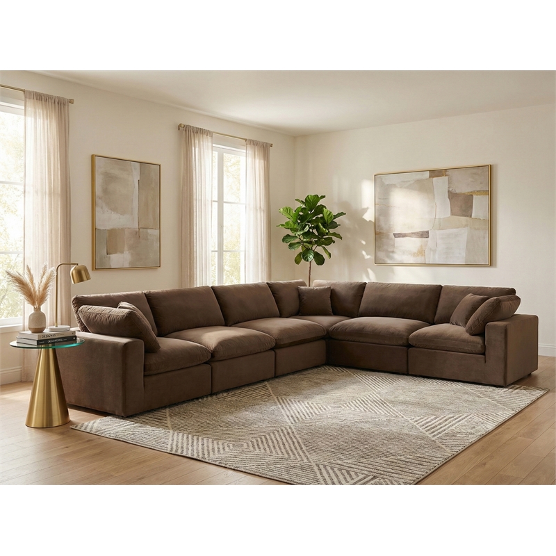 Meridian Furniture Comfy Brown Velvet 6-Pc. Modular Sectional