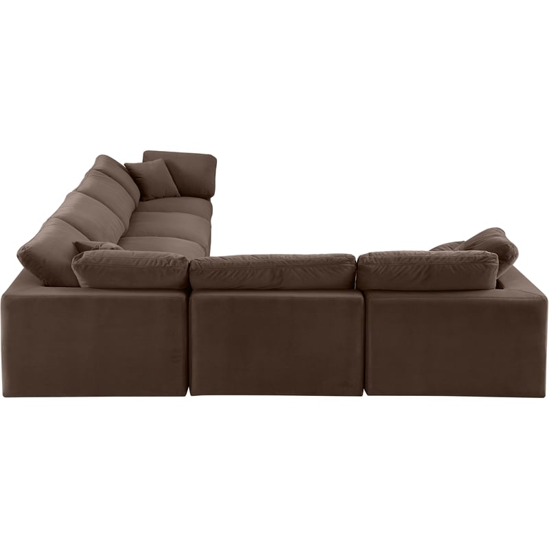 Meridian Furniture Comfy Brown Velvet 6-Pc. Modular Sectional