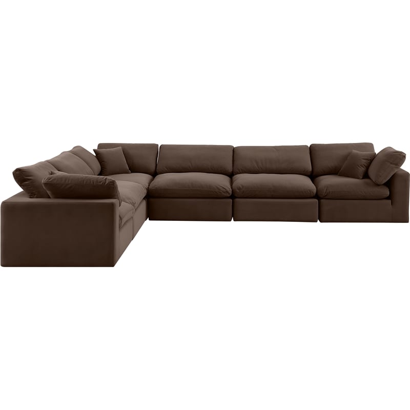 Meridian Furniture Comfy Brown Velvet 6-Pc. Modular Sectional