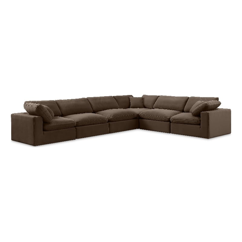 Meridian Furniture Comfy Brown Velvet 6-Pc. Modular Sectional