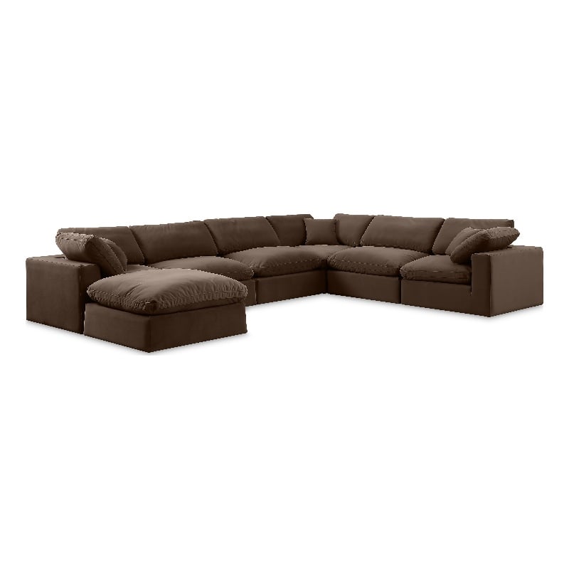 Meridian Furniture Comfy Brown Velvet 7-Pc. Modular Sectional