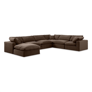 Meridian Furniture Comfy Brown Velvet 7-Pc. Modular Sectional