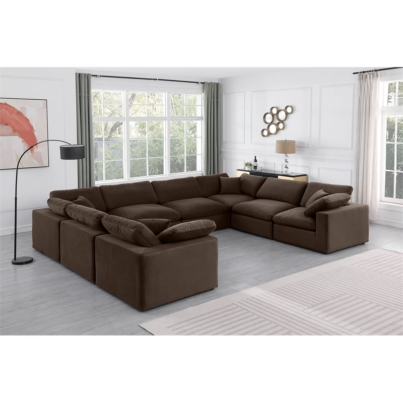 Meridian Furniture Comfy Brown Velvet 8-Pc. Modular Sectional