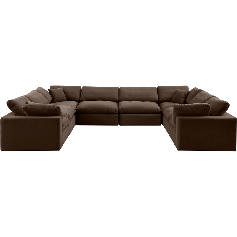 Meridian Furniture Comfy Brown Velvet 8-Pc. Modular Sectional