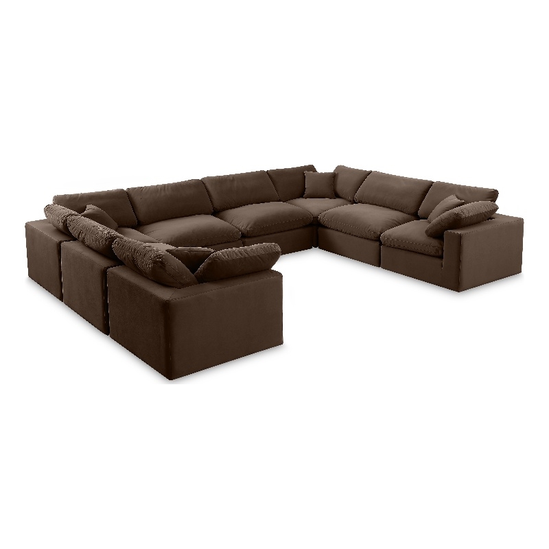 Meridian Furniture Comfy Brown Velvet 8-Pc. Modular Sectional