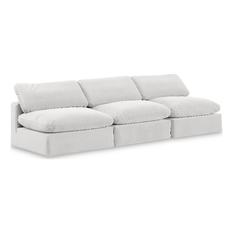 Meridian Furniture Comfy Cream Velvet 3-Pc. Modular Sofa