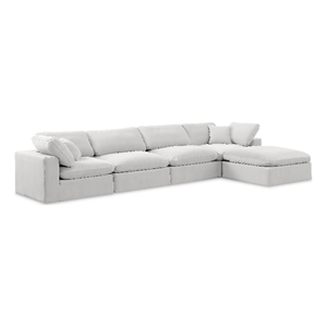 Meridian Furniture Comfy Cream Velvet 5-Pc. Modular Sectional