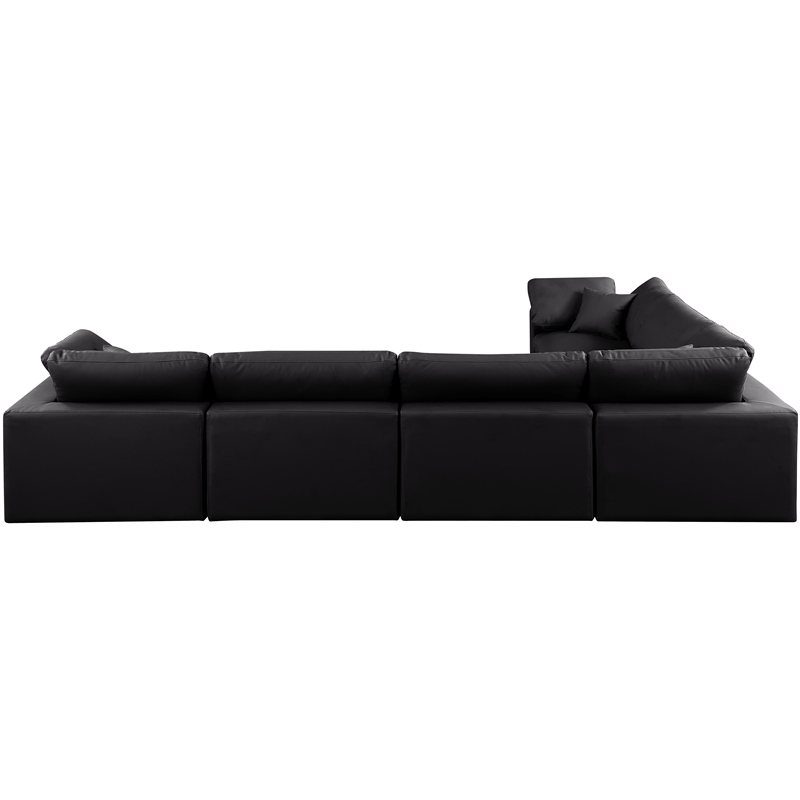 Meridian Furniture Comfy Black Vegan Leather 6-Pc. Modular Sectional