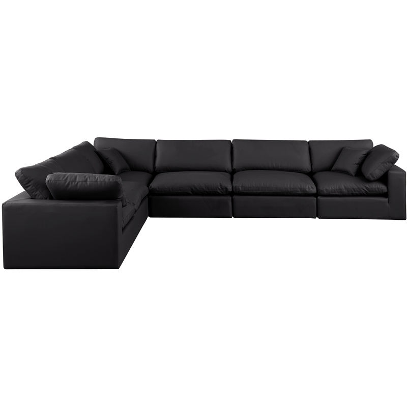 Meridian Furniture Comfy Black Vegan Leather 6-Pc. Modular Sectional