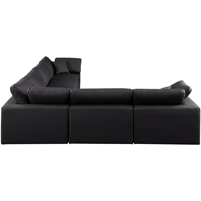 Meridian Furniture Comfy Black Vegan Leather 6-Pc. Modular Sectional