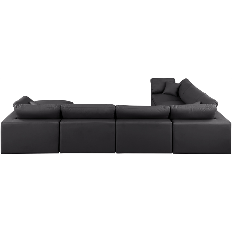 Meridian Furniture Comfy Black Vegan Leather 7-Pc. Modular Sectional