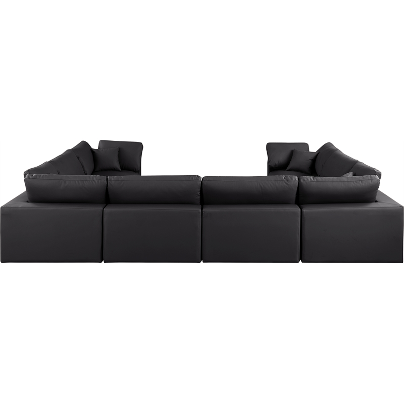 Meridian Furniture Comfy Black Vegan Leather 8-Pc. Modular Sectional
