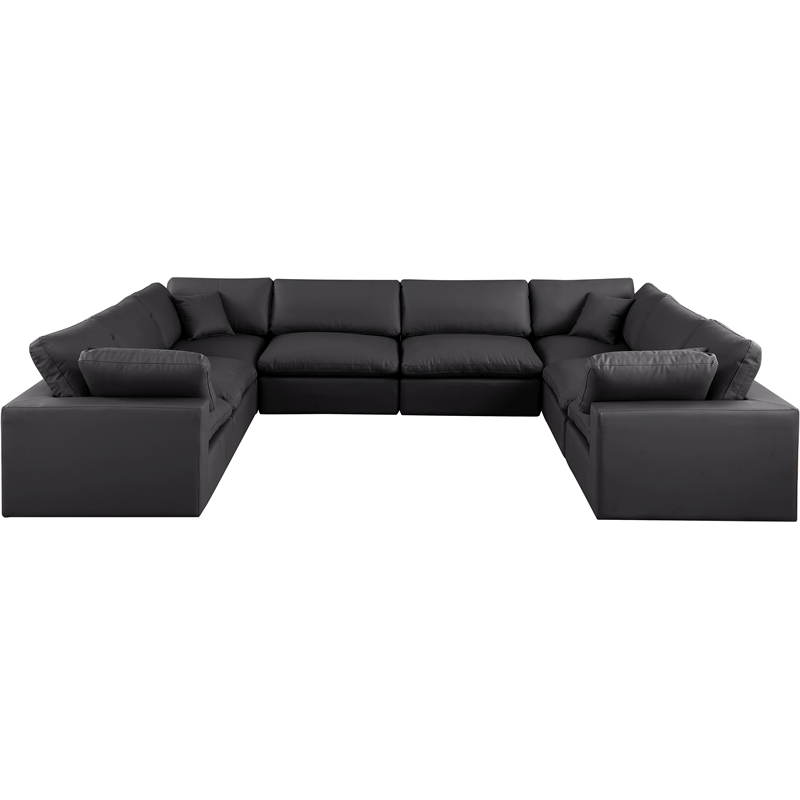 Meridian Furniture Comfy Black Vegan Leather 8-Pc. Modular Sectional