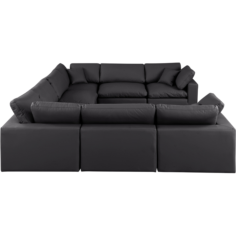 Meridian Furniture Comfy Black Vegan Leather 8-Pc. Modular Sectional