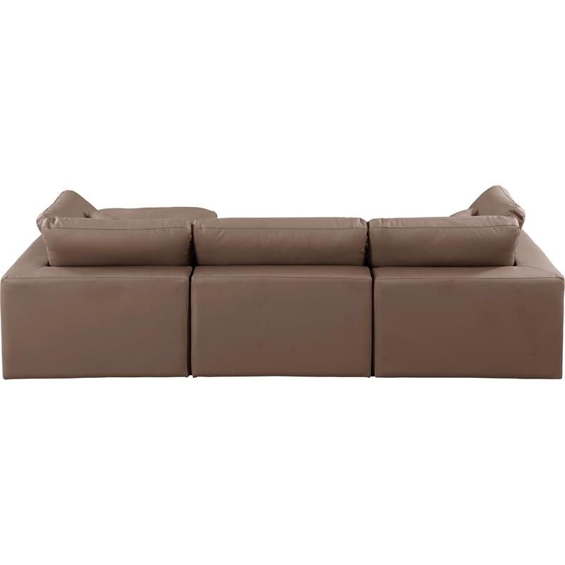 Meridian Furniture Comfy Brown Vegan Leather 4-Pc. Modular Sectional