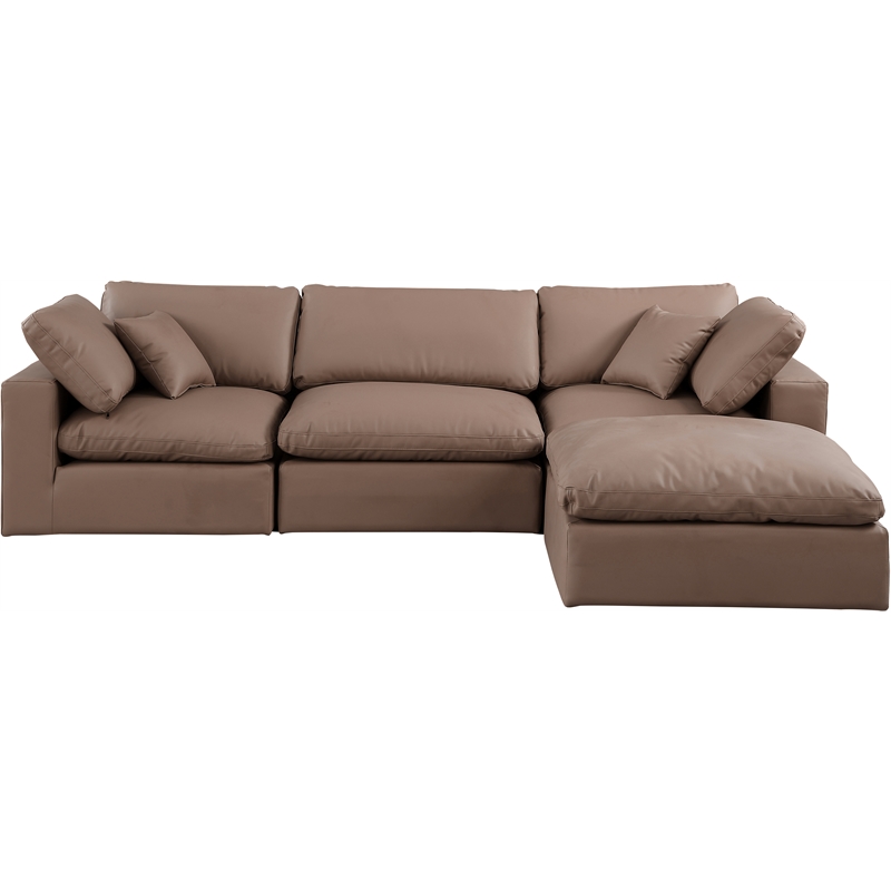 Meridian Furniture Comfy Brown Vegan Leather 4-Pc. Modular Sectional