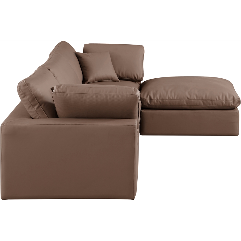 Meridian Furniture Comfy Brown Vegan Leather 4-Pc. Modular Sectional