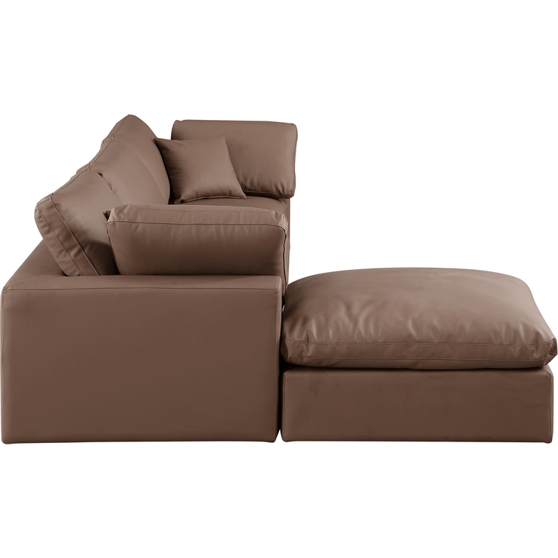 Meridian Furniture Comfy Brown Vegan Leather 4-Pc. Modular Sectional