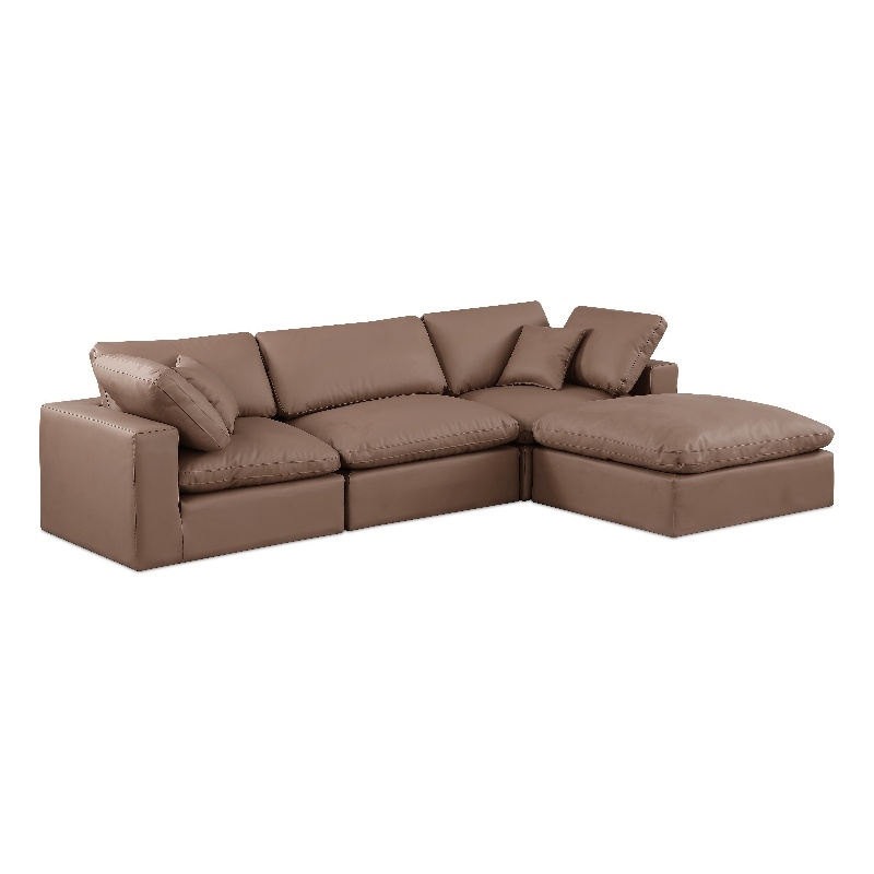 Meridian Furniture Comfy Brown Vegan Leather 4-Pc. Modular Sectional