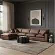 Meridian Furniture Comfy Brown Vegan Leather 5-Pc. Modular Sectional