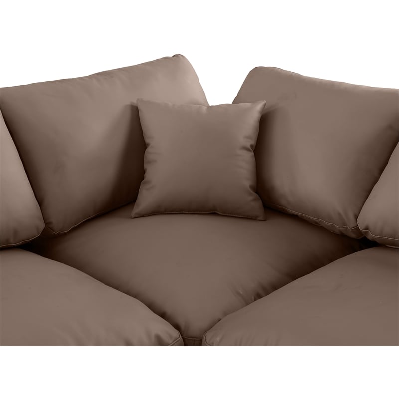 Meridian Furniture Comfy Brown Vegan Leather 5-Pc. Modular Sectional