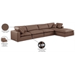 Meridian Furniture Comfy Brown Vegan Leather 5-Pc. Modular Sectional