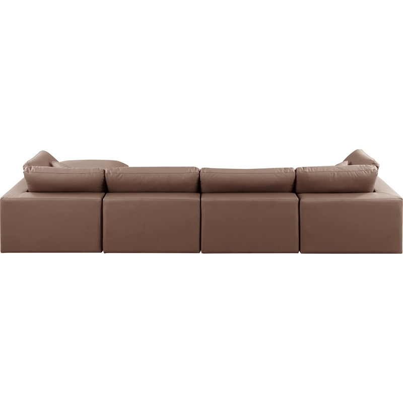 Meridian Furniture Comfy Brown Vegan Leather 5-Pc. Modular Sectional