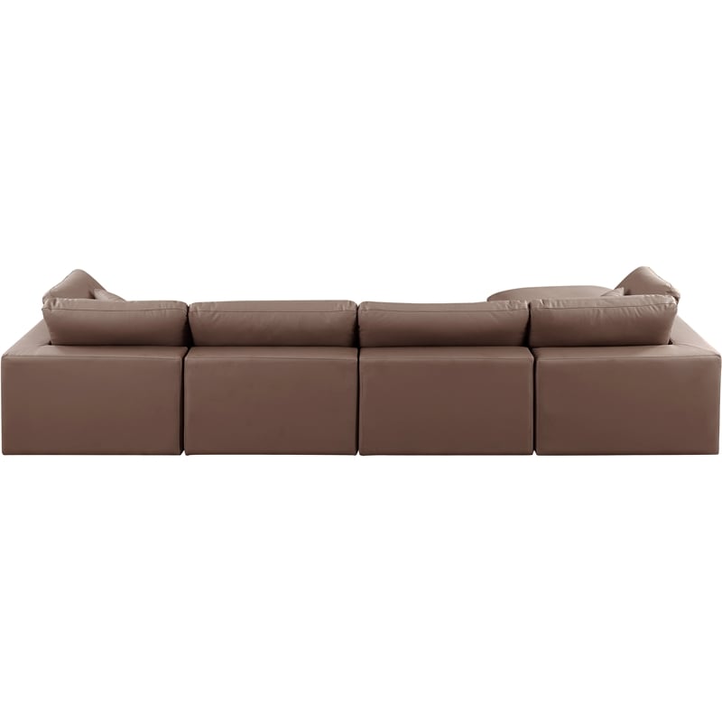 Meridian Furniture Comfy Brown Vegan Leather 5-Pc. Modular Sectional