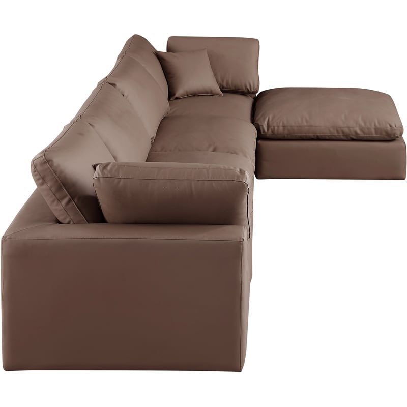 Meridian Furniture Comfy Brown Vegan Leather 5-Pc. Modular Sectional