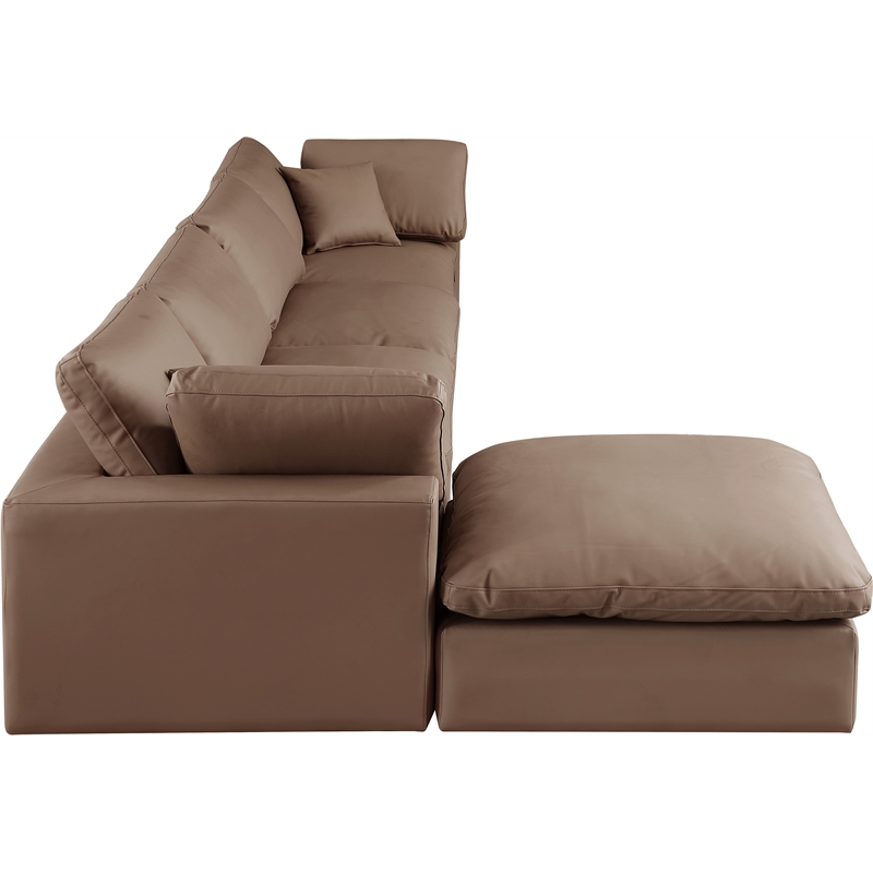 Meridian Furniture Comfy Brown Vegan Leather 5-Pc. Modular Sectional