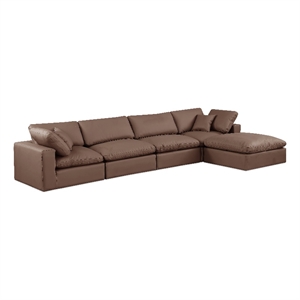 Meridian Furniture Comfy Brown Vegan Leather 5-Pc. Modular Sectional