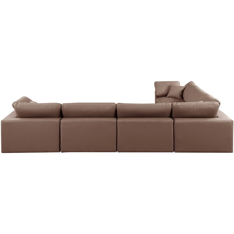 Meridian Furniture Comfy Brown Vegan Leather 6-Pc. Modular Sectional