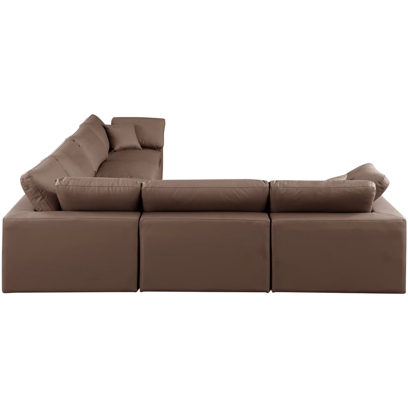 Meridian Furniture Comfy Brown Vegan Leather 6-Pc. Modular Sectional