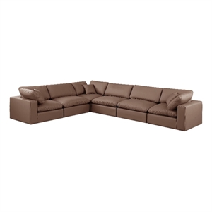 Meridian Furniture Comfy Brown Vegan Leather 6-Pc. Modular Sectional