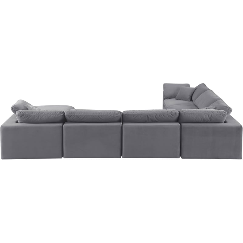 Meridian Furniture Comfy Grey Velvet 7-Pc. Modular Sectional