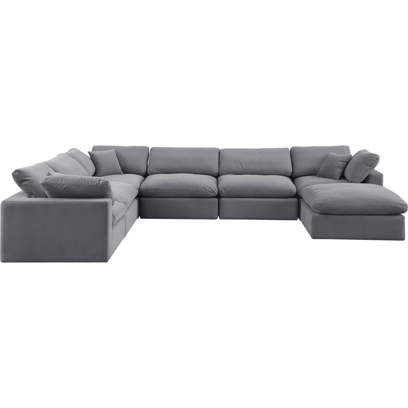 Meridian Furniture Comfy Grey Velvet 7-Pc. Modular Sectional