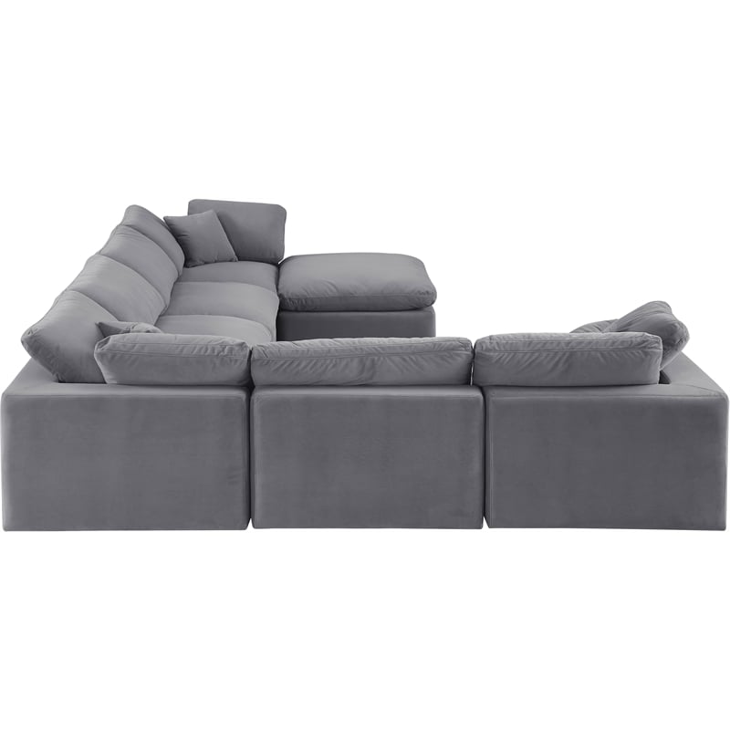 Meridian Furniture Comfy Grey Velvet 7-Pc. Modular Sectional