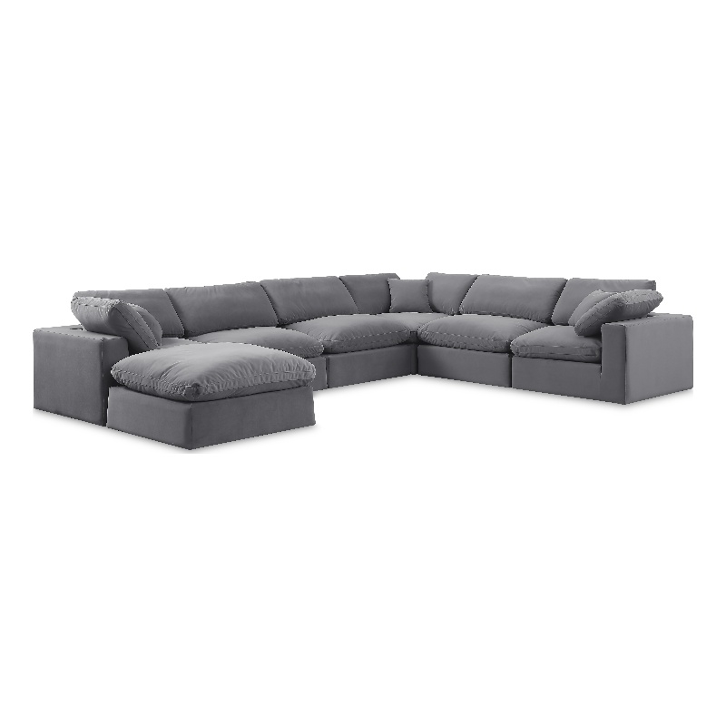 Meridian Furniture Comfy Grey Velvet 7-Pc. Modular Sectional