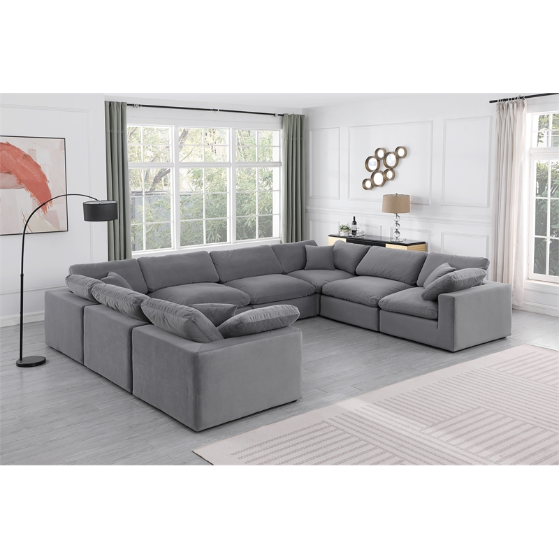 Meridian Furniture Comfy Grey Velvet 8-Pc. Modular Sectional