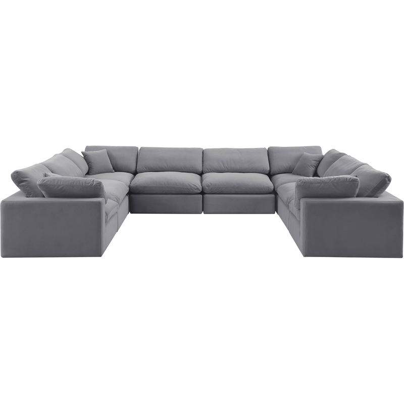 Meridian Furniture Comfy Grey Velvet 8-Pc. Modular Sectional