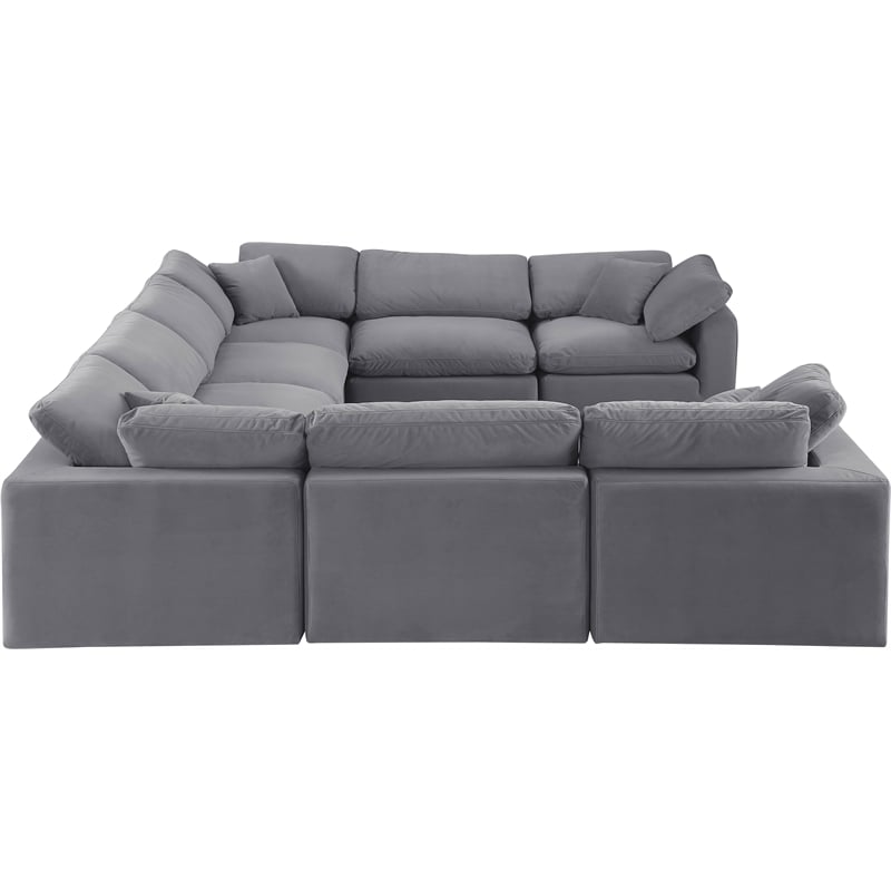 Meridian Furniture Comfy Grey Velvet 8-Pc. Modular Sectional