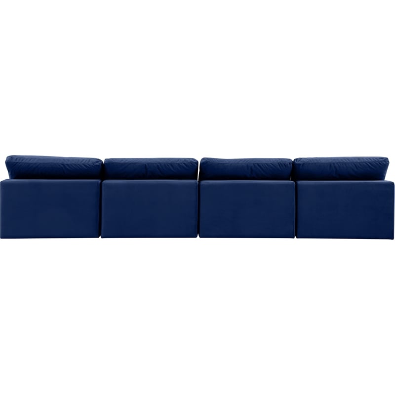 Meridian Furniture Comfy Navy Velvet 4-Pc. Modular Sofa