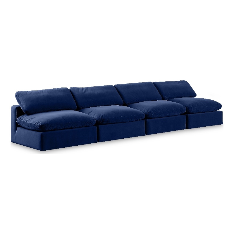 Meridian Furniture Comfy Navy Velvet 4-Pc. Modular Sofa