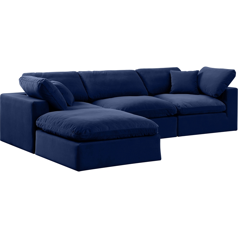 Meridian Furniture Comfy Navy Velvet 4-Pc. Modular Sectional